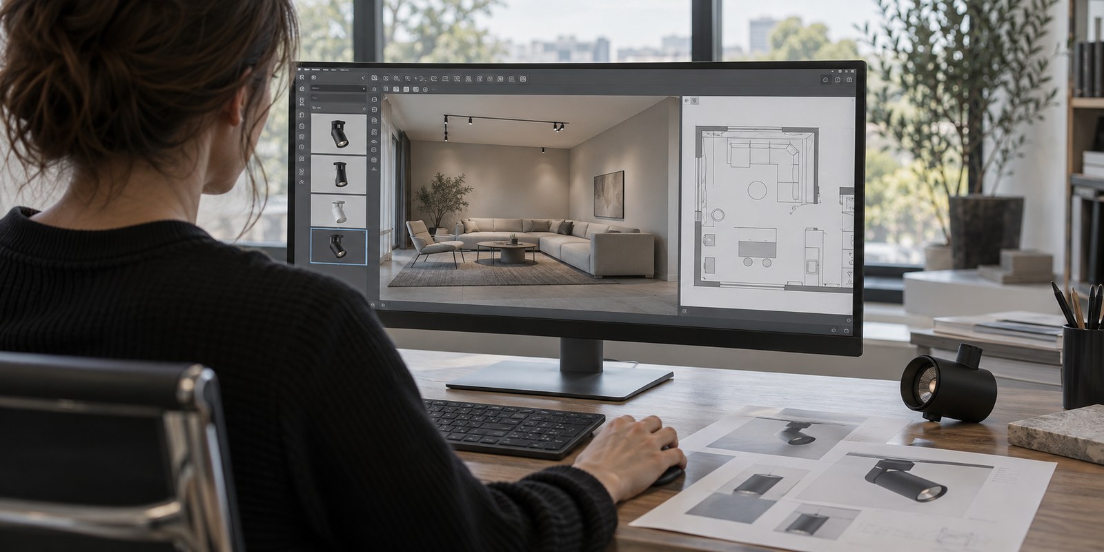 Výpočet musí vycházet z konkrétních svítidel, jejich optiky a geometrie místnosti.