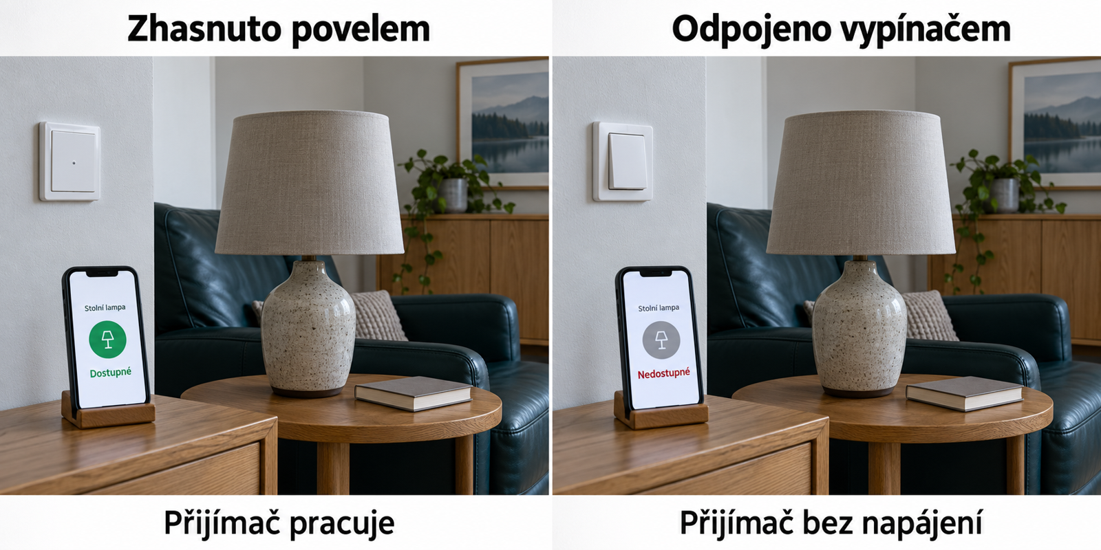 Zhasnut&iacute; povelem a odpojen&iacute; vyp&iacute;načem